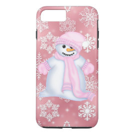 Christmas snowman pink iPhone 7 plus case