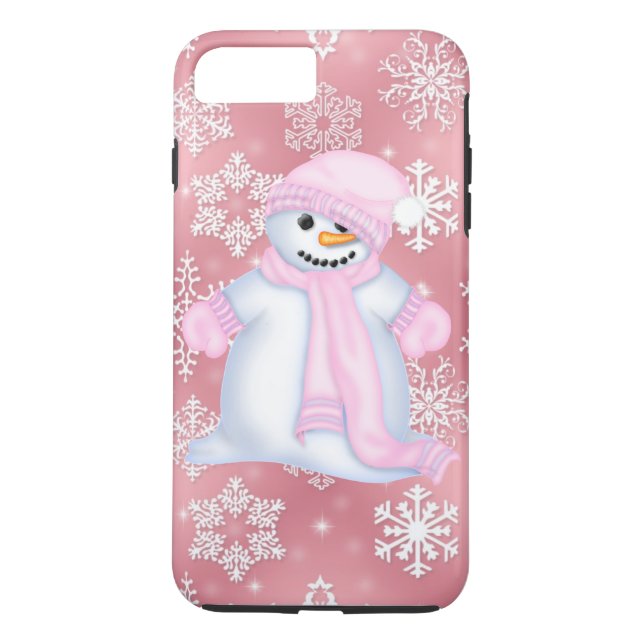 Christmas snowman pink iPhone 7 plus case (Back)