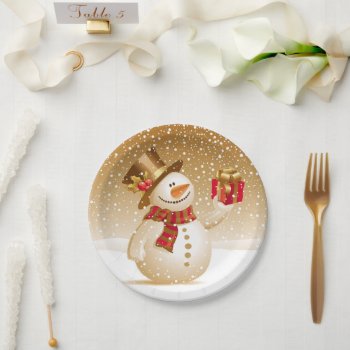 Christmas Snowman Plate by all_items at Zazzle