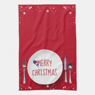 Christmas Snowman Plate Kitchen Towel