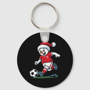 Christmas Snowman Playing Soccer Funny Player Todd Keychain