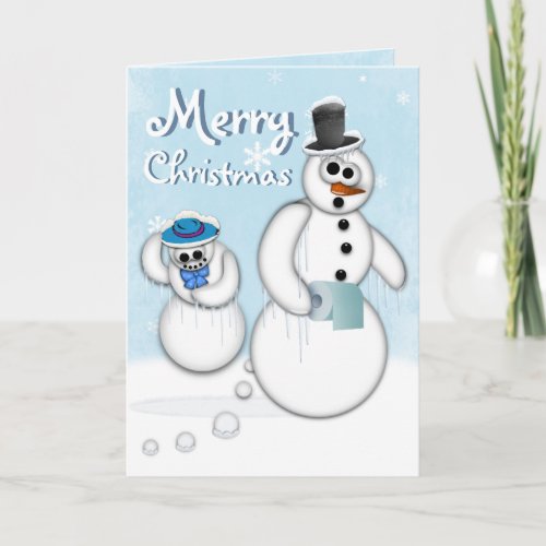 Christmas Snowman Poop Card - Holiday pooping snowman design by Jerry Lambert customizable text