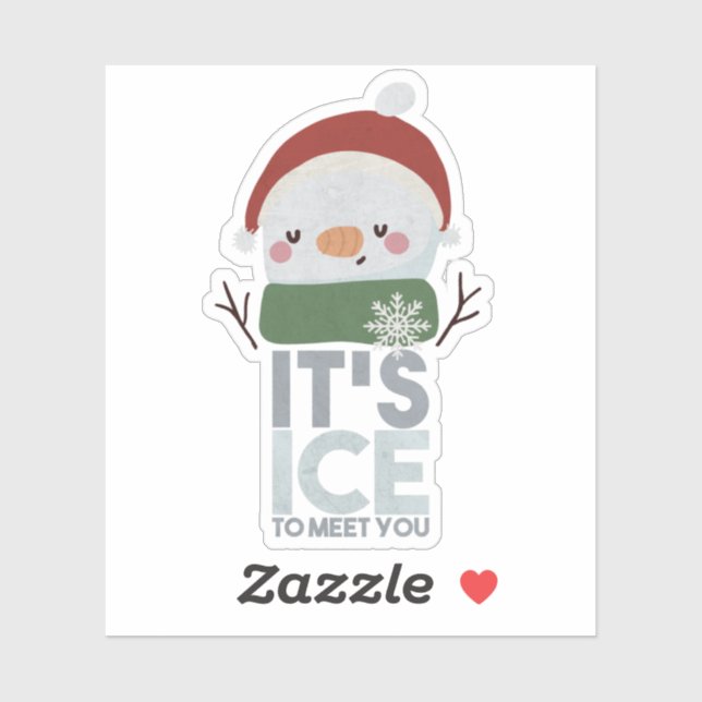 Christmas Snowman Pun: It's Ice to Meet You Sticker (Sheet)