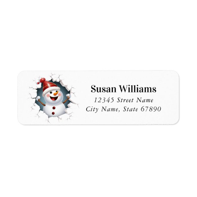 Christmas Snowman Return Address Label (Front)