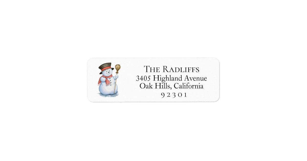 Christmas Snowman Return Address Label | Zazzle