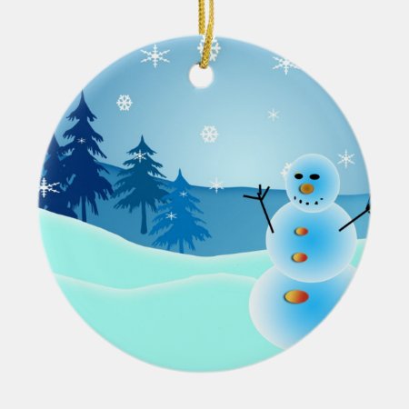 Christmas Snowman Round Ornament