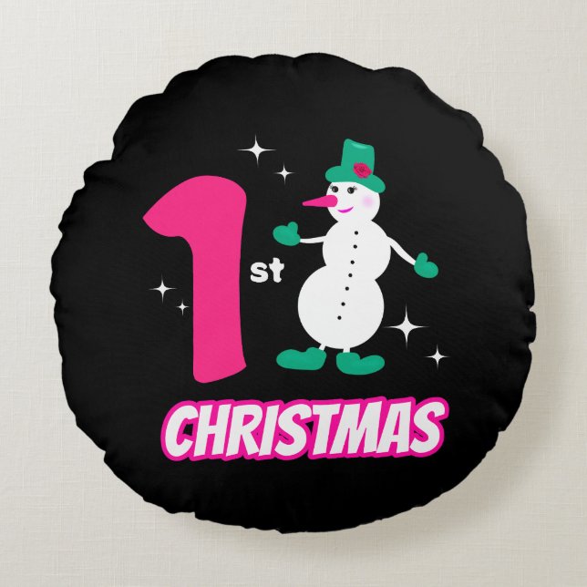 Christmas snowman  round pillow (Front)
