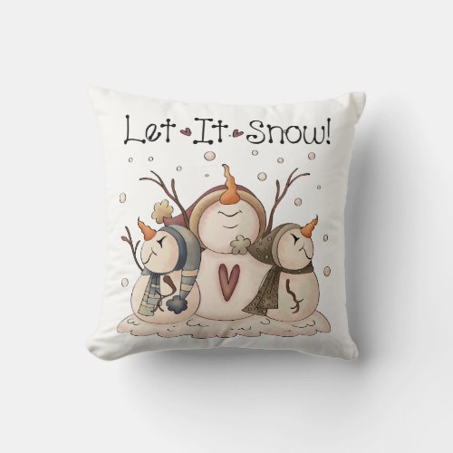 Christmas Snowman Rustic Country Primitive Winter Throw Pillow