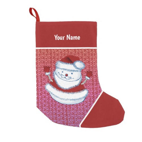 Christmas Snowman Santa custom name Small Christmas Stocking