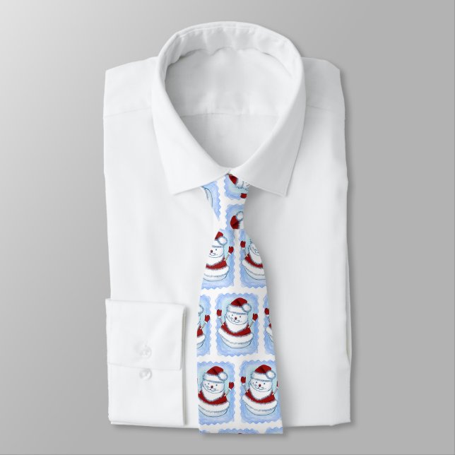 Christmas Snowman Santa Neck Tie (Tied)