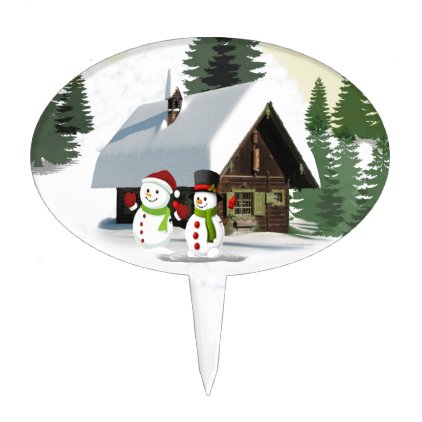 Christmas Snowman Scene Cake Topper