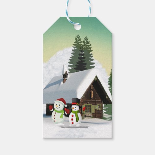 Christmas Snowman Scene Gift Tags