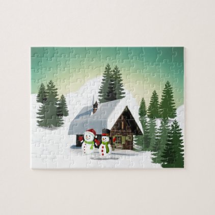 Christmas Snowman Scene Jigsaw Puzzle