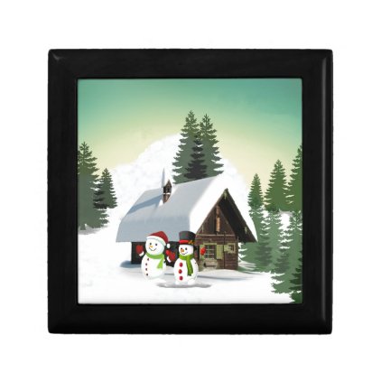 Christmas Snowman Scene Keepsake Box