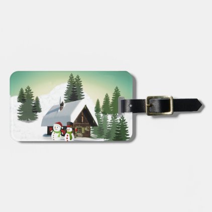 Christmas Snowman Scene Luggage Tag