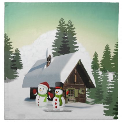 Christmas Snowman Scene Napkin