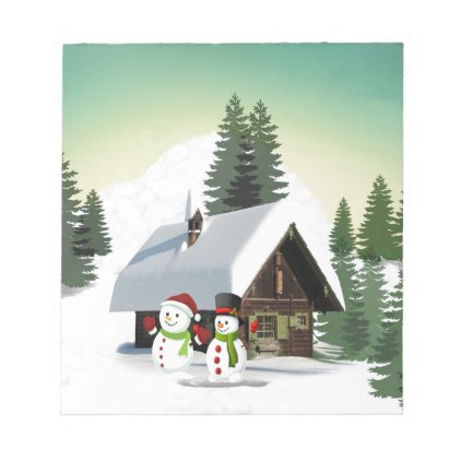 Christmas Snowman Scene Notepad