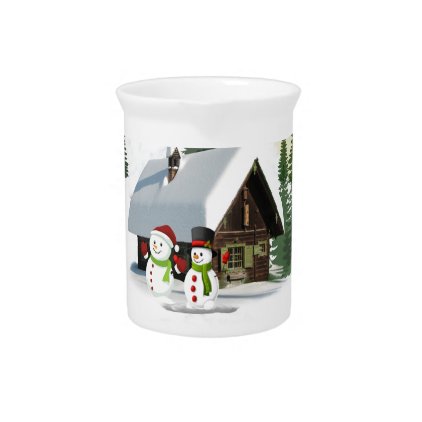 Christmas Snowman Scene Pitcher