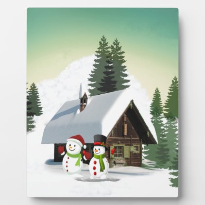 Christmas Snowman Scene Plaque