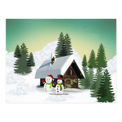 Christmas Snowman Scene Postcard