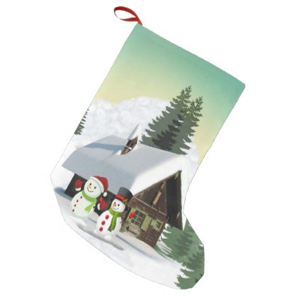 Christmas Snowman Scene Small Christmas Stocking