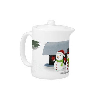 Christmas Snowman Scene Teapot