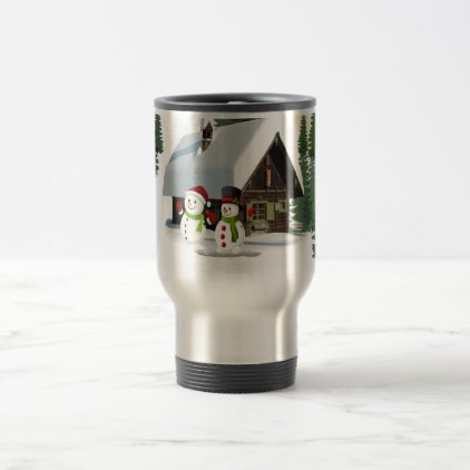 Christmas Snowman Scene Travel Mug