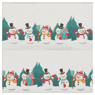 Christmas Snowman Scenery  Fabric