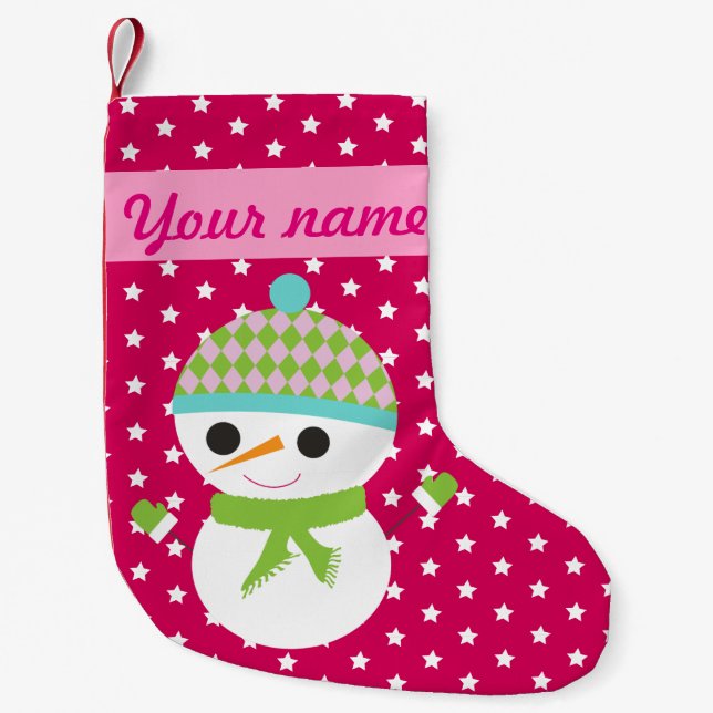 Christmas Snowman Small Christmas Stocking (Front)