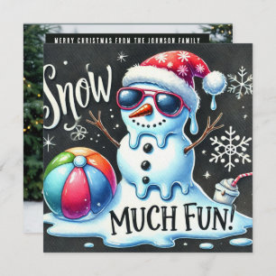 Christmas Snowman Snow ball much fun Holiday Card