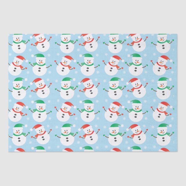 Christmas Snowman Snowflake Pattern Tissue Paper (Front)