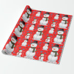 Christmas Snowman, Snowflakes, Candy Cane Red Wrapping Paper<br><div class="desc">Christmas Snowmen</div>