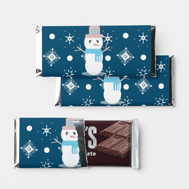 Christmas Snowman Snowflakes Hershey Bar Favors (Front)