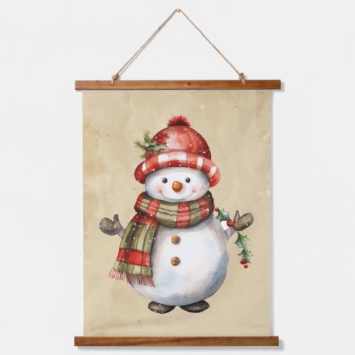Christmas Snowman Snowwoman Decor Fun Watercolor Hanging Tapestry