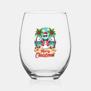 christmas Snowman Stemless Wine Glass