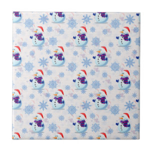 Christmas Snowman Surface Pattern  Ceramic Tile