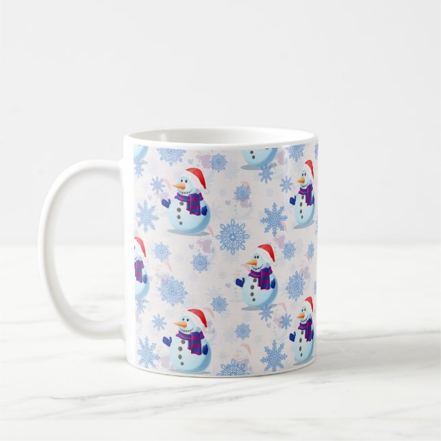 Christmas Snowman Surface Pattern  Coffee Mug (Left)