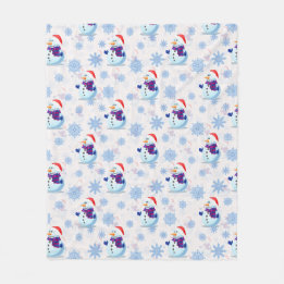 Christmas Snowman Surface Pattern Fleece Blanket