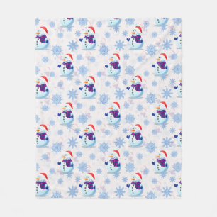 Christmas Snowman Surface Pattern Fleece Blanket