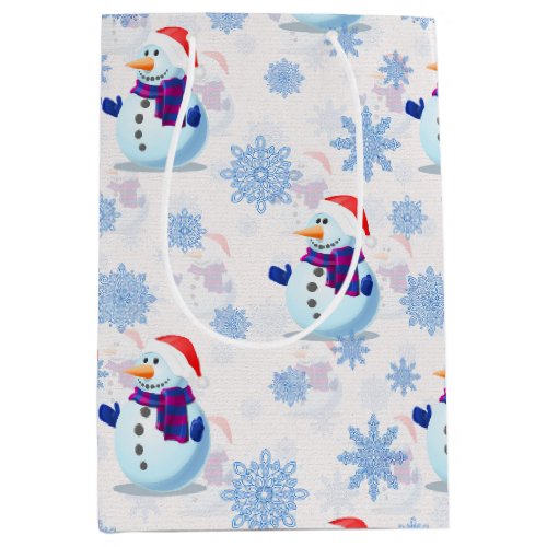 Christmas Snowman Surface Pattern  Medium Gift Bag