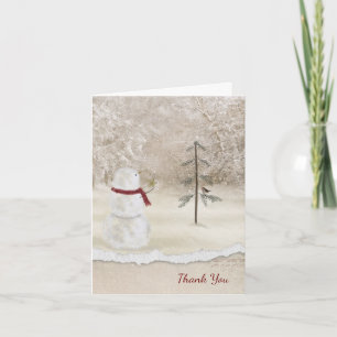 Christmas Snowman-Thank You Letterpress Thank You Card