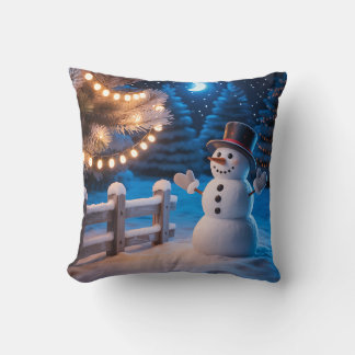 Christmas Snowman Throw Pillow