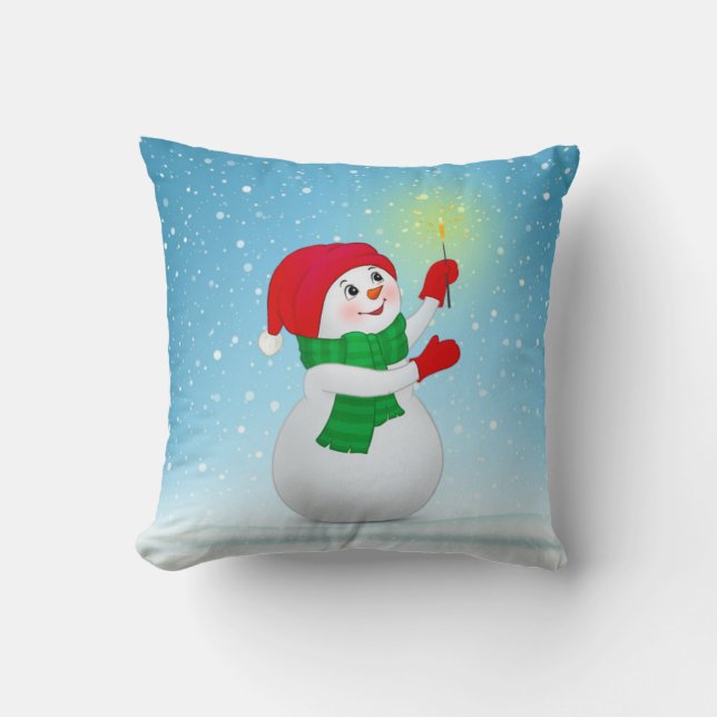 Christmas Snowman Throw Pillow (Front)