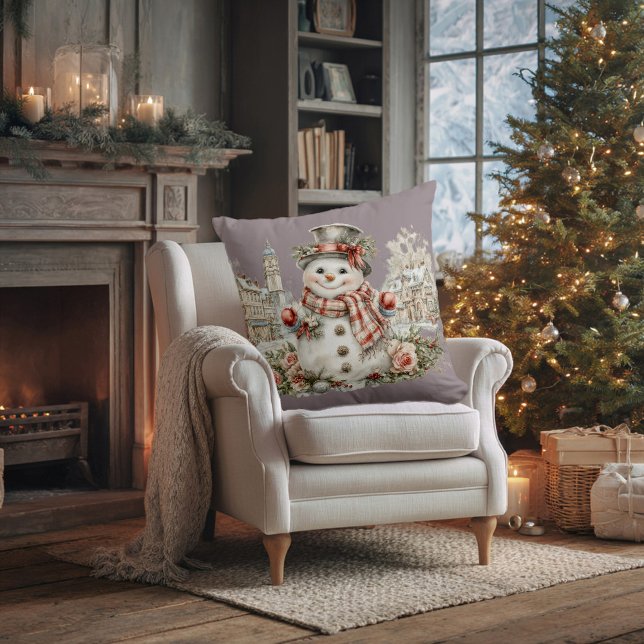 Christmas snowman throw pillow (Creator Uploaded)