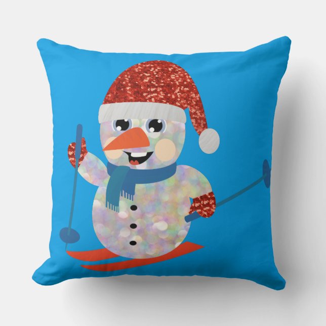 christmas snowman throw pillow (Front)