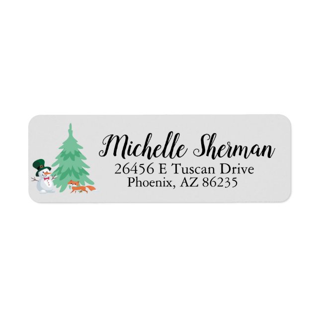 Christmas Snowman Tree Personalized Return Address Label (Front)
