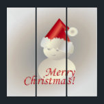 Christmas Snowman Triptych<br><div class="desc">White gold Snowman with Santa's hat</div>