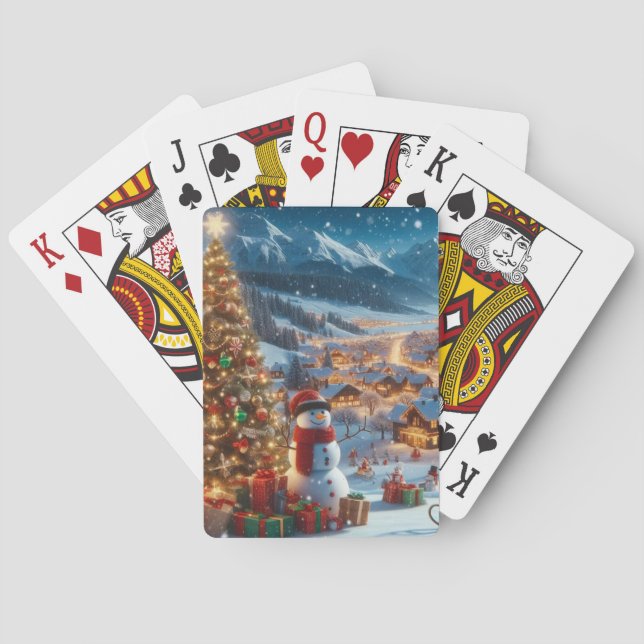 Christmas Snowman Village Poker Cards (Back)