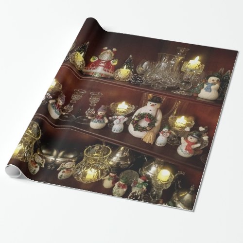 Christmas Snowman Vintage Style  Holiday Photo Wrapping Paper