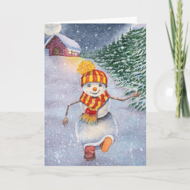 Christmas snowman walking card (Front)